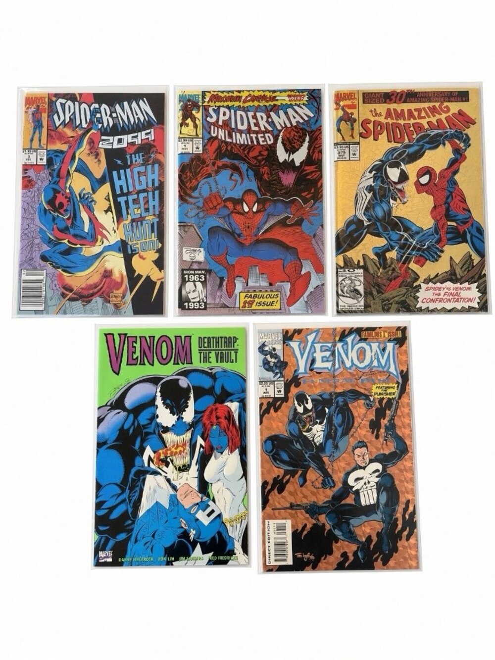 Spider-Man Venom Lot ASM 375 Gold Unlimited #1 2099 #2 Funeral Pyre Vault